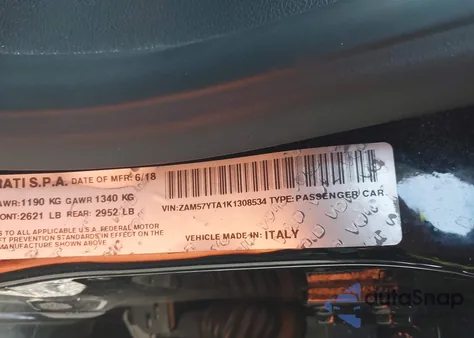 2019 Maserati Ghibli S Q4 z USA, uszkodzony, nr VIN ZAM57YTA1K1308534